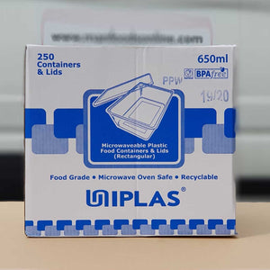 Uniplas Plastic Containers with Lids 650ml x 250