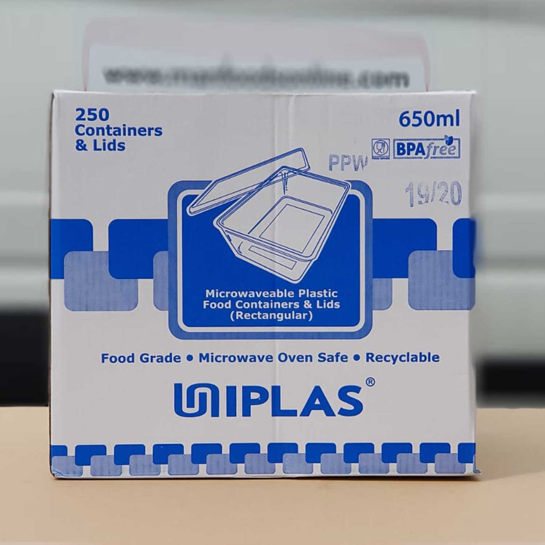 Uniplas Plastic Containers with Lids 650ml x 250